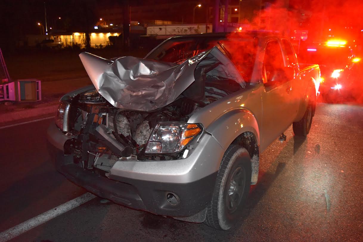 The Nissan Frontier that was abandoned by the driver after fatally hitting two pedestrians on Jan. 13.