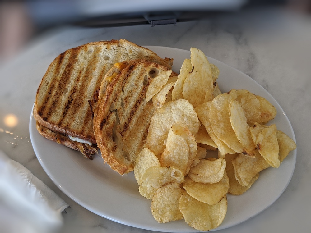 Grilled cheese and chips at The Gathering Cafe in Ocala, Florida