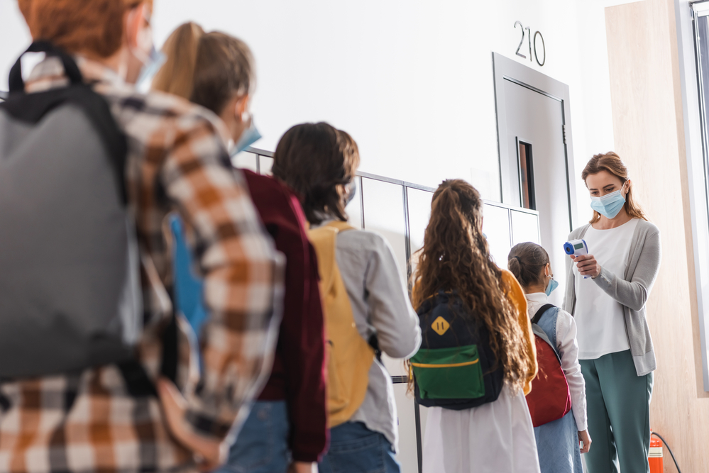 Students in line for classroom