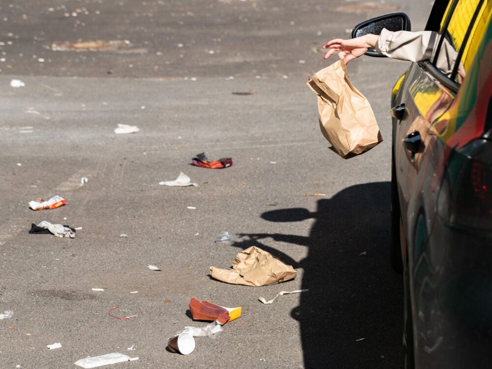 roadside trash littering