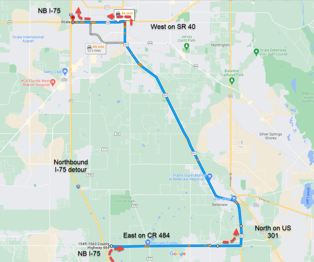 FDOT northbound I 75 detour