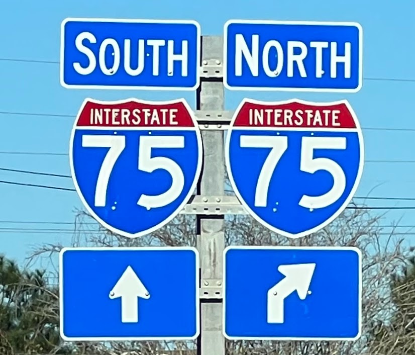 Interstate 75 sign north and south