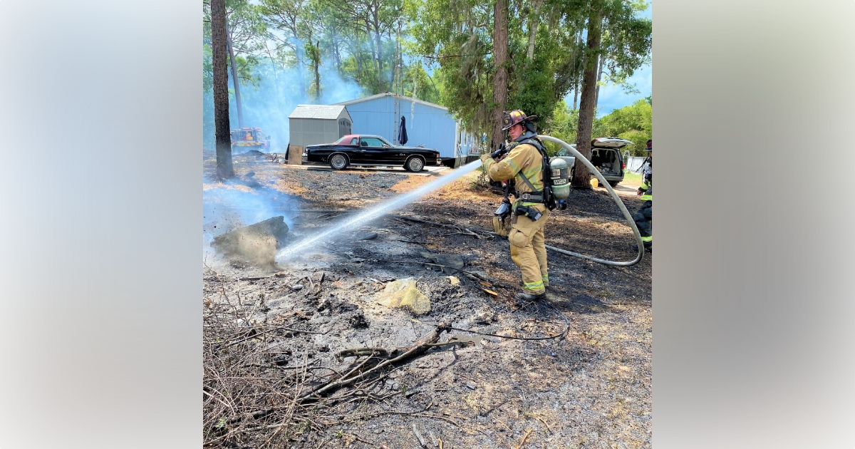 Firefighters Combat Brush Fire Near Mobile Home In Marion County ...