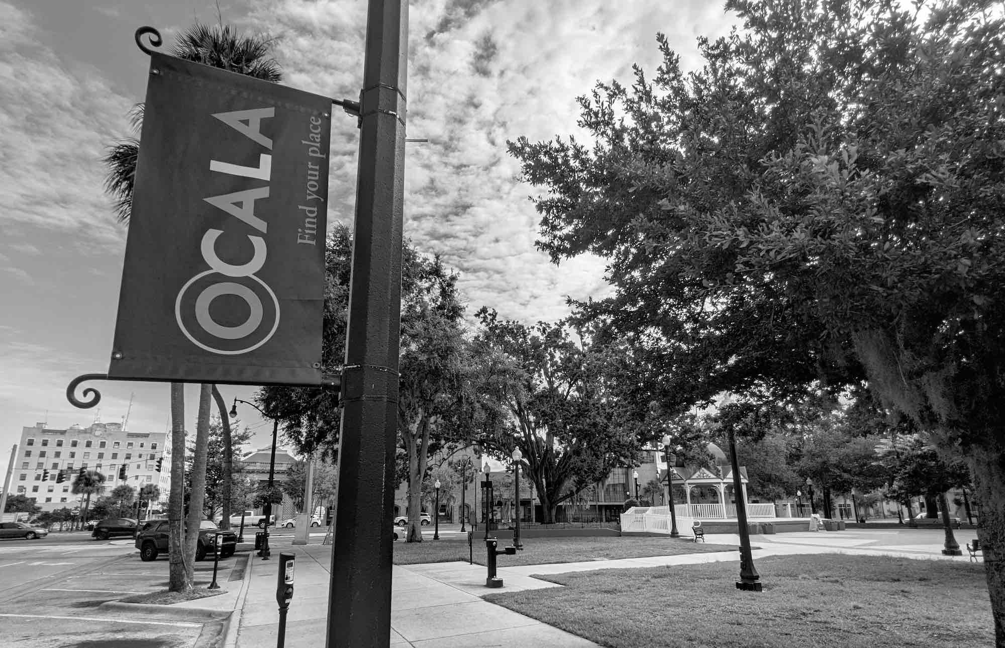 Historic Square in downtown Ocala facing gazebo