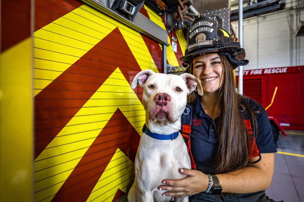 Rescues Rescuers Of Marion County Calendar To Feature Local First   Marion County Animal Services Rescues Rescuers 2024 Calendar Firefighter With Dog 2 Photo MCFR E1702842654148 