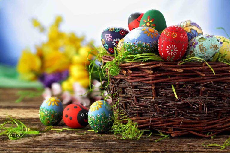 Easter eggs in a basket