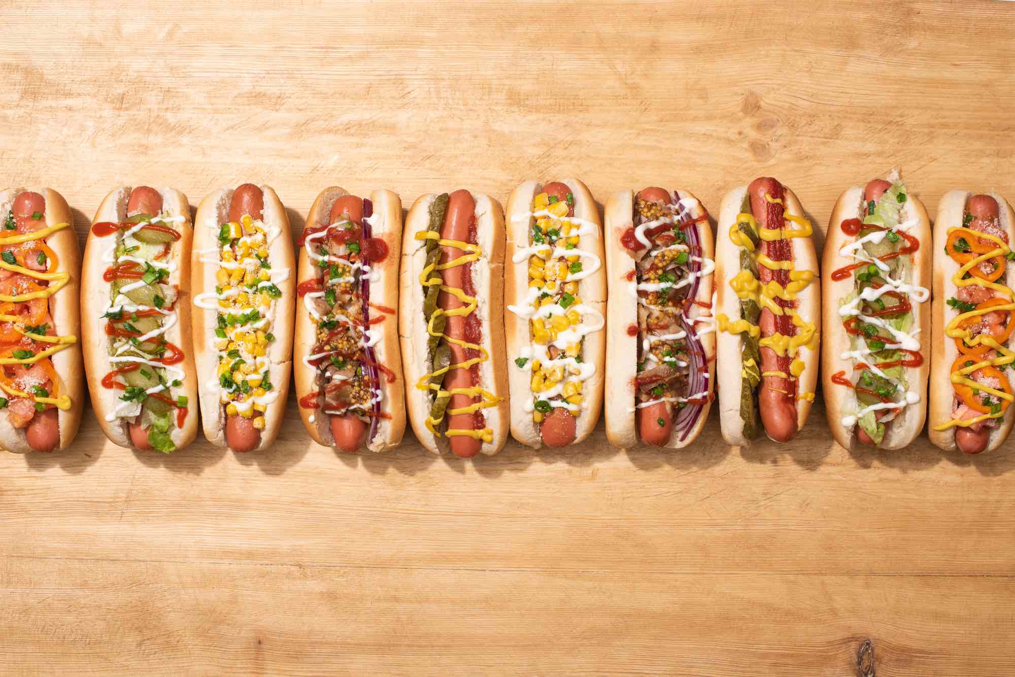 Hot dogs with different flavors