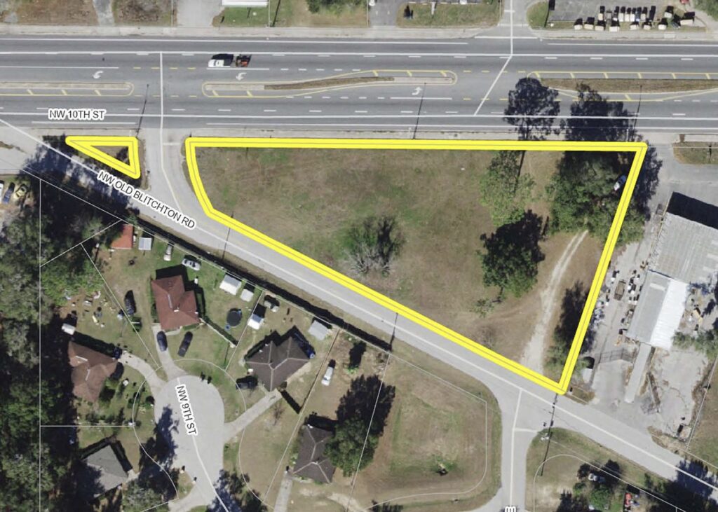 A triangular part of the property is considered "unbuildable" by city staff.  (Photo: City of Ocala)