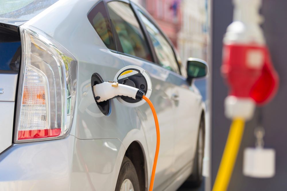 Electric vehicle at charging station