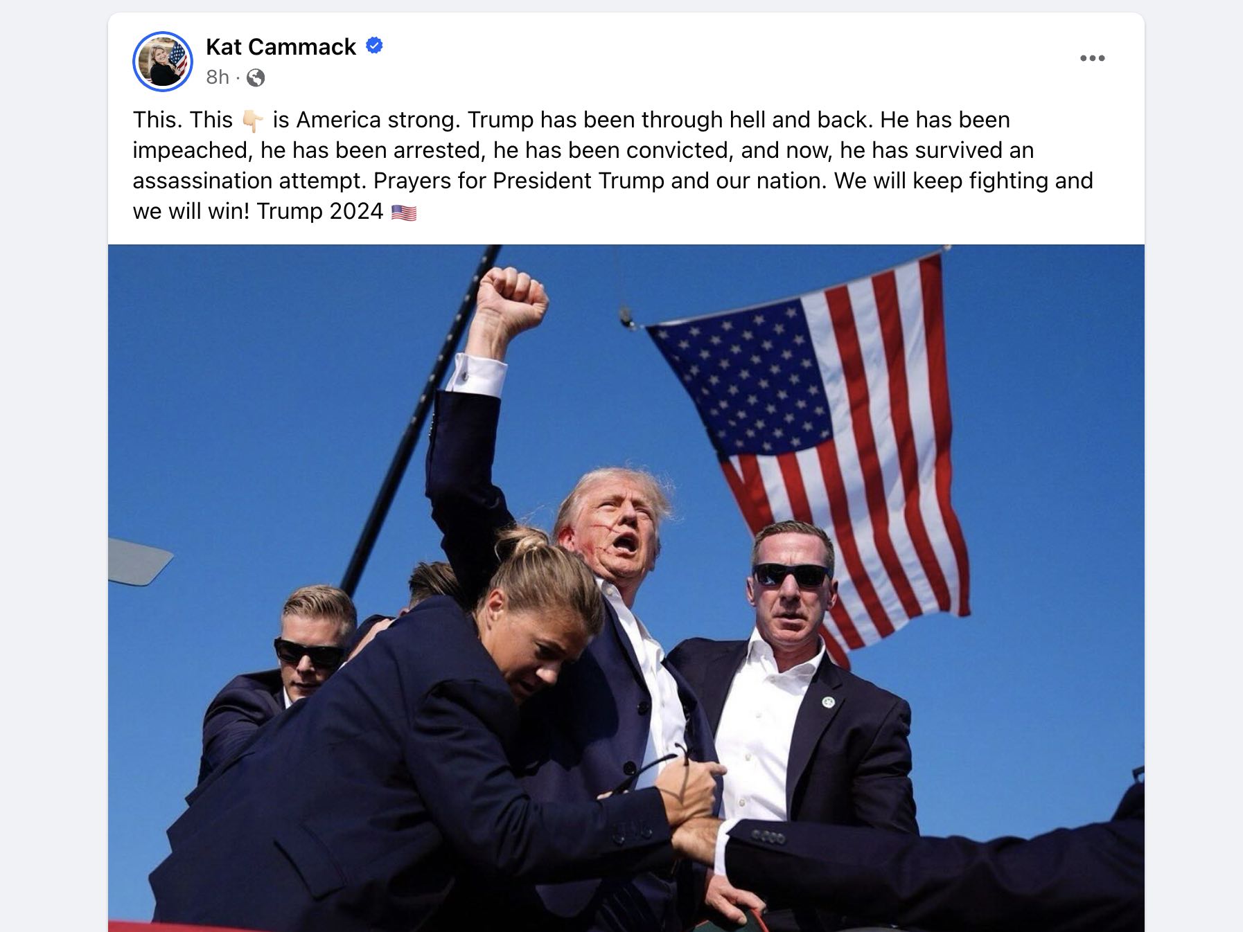 U.S. Representative Kat Cammack shares a statement on an assassination attempt on former President Donald Trump. (Photo: Facebook)