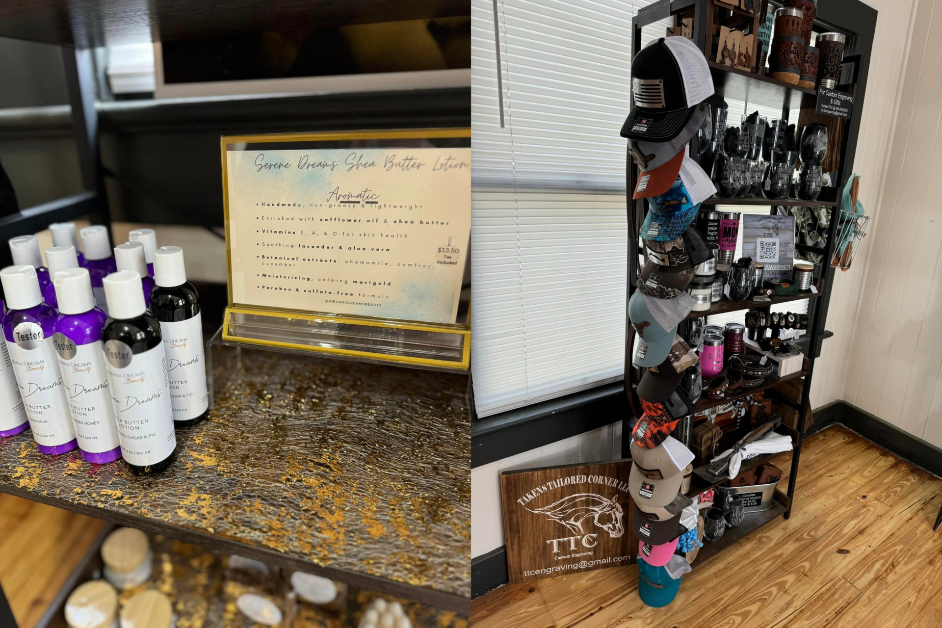The Shoppes on 12th offers products from multiple Ocala based small businesses, including Nirvana Dreams Beauty and Takens Tailored Corner LLC. Photos byThe Shoppes on 12th