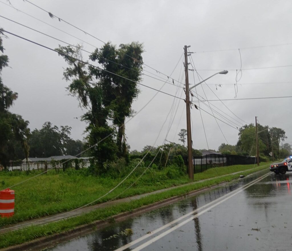 Power lines downed at intersection of NE 14th St and NE 23rd Ave in Ocala. (Photo: Ocala Electric Utility)