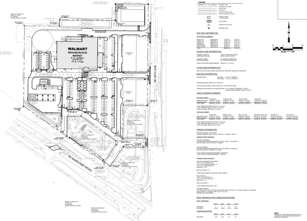 Location map for Walmart Neighborhood Market in southeast Ocala, Florida. 