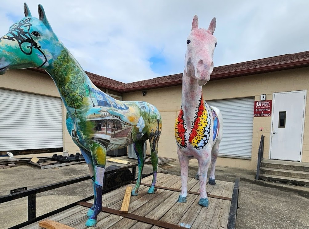 These two horse sculptures were removed from Ocala parks for repairs last week. (Photo: Ocala Cultural Arts)