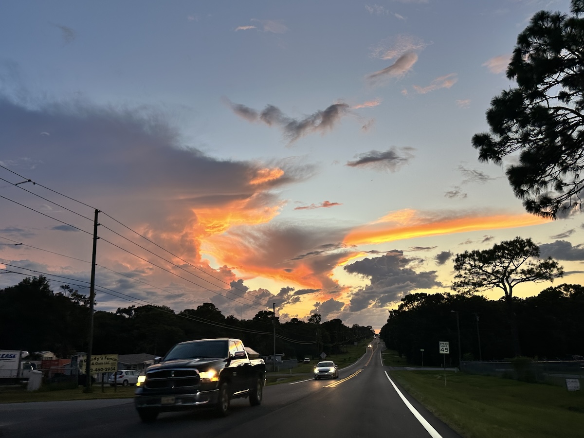 Beautiful evening sky over E Hwy 25 in Belleview