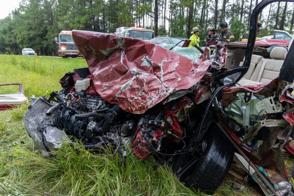 Firefighters freed a trapped driver who was involved in a two-vehicle crash in Fort McCoy on September 8, 2024. (Photo: Marion County Fire Rescue)