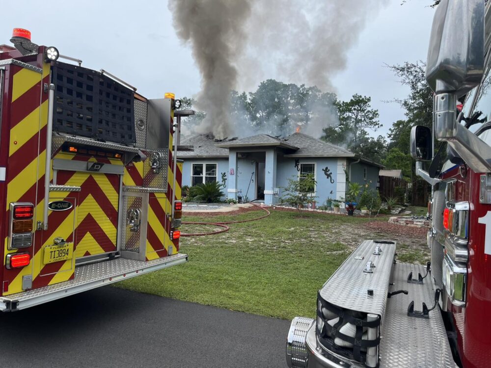 Silver Springs house fire on September 8, 2024 several fire trucks at scene photo by MCFR