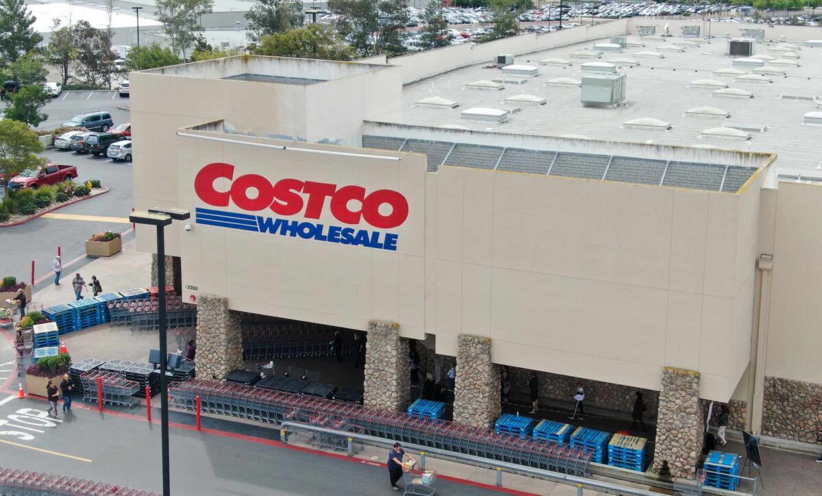 Special lines for shoppers at Costco during COVID 19 pandemic.