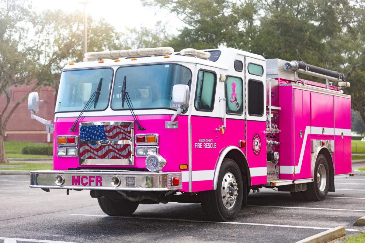 This pink fire truck is temporarily joining MCFR's fleet in recognition of Breast Cancer Awareness Month. (Photo: Marion County Fire Rescue)