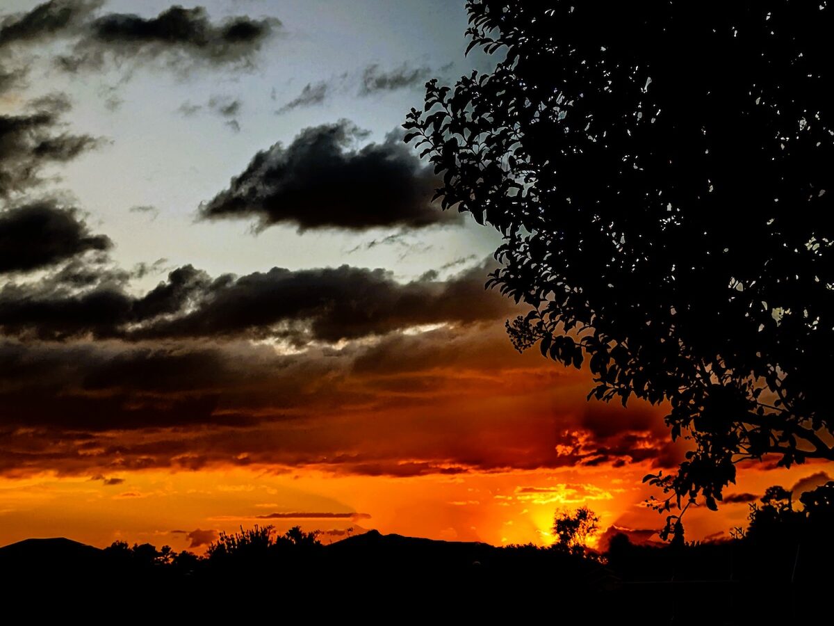 Red-orange sunset sky over the Summerglen Community