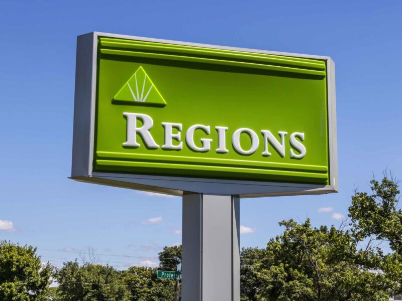 Indianapolis Circa July 2017: Regions Financial Corporation. Regions is the only member of the Fortune 500 headquartered in Alabama VI