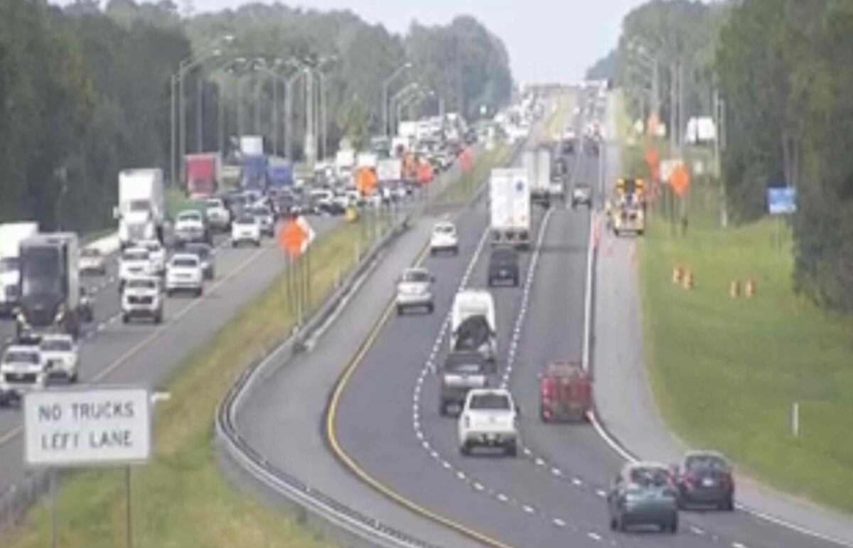 Southbound lanes (left) on Interstate 75 as of 3:45 p.m. on Thursday, October 10.