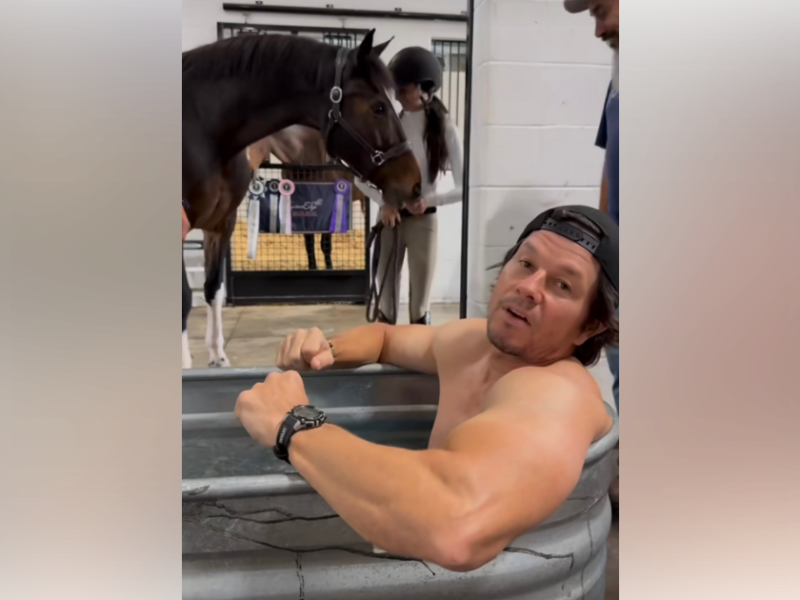 Mark Wahlberg visits Ocala, takes ice bath in horse trough