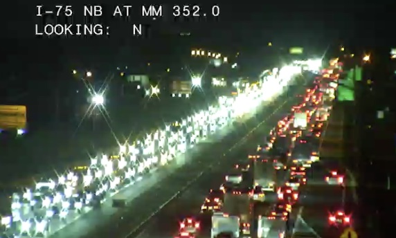 Cameras from the Florida Department of Transportation show congestion along stretches of south and northbound lanes of Interstate 75 on Saturday, November 30.