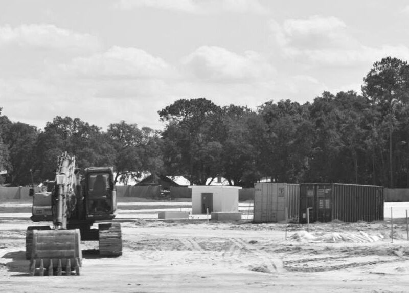 Construction site in black and white