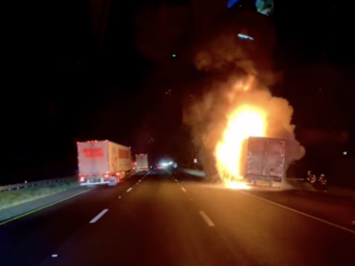 VIDEO: Semi carrying potatoes catches fire on I-75