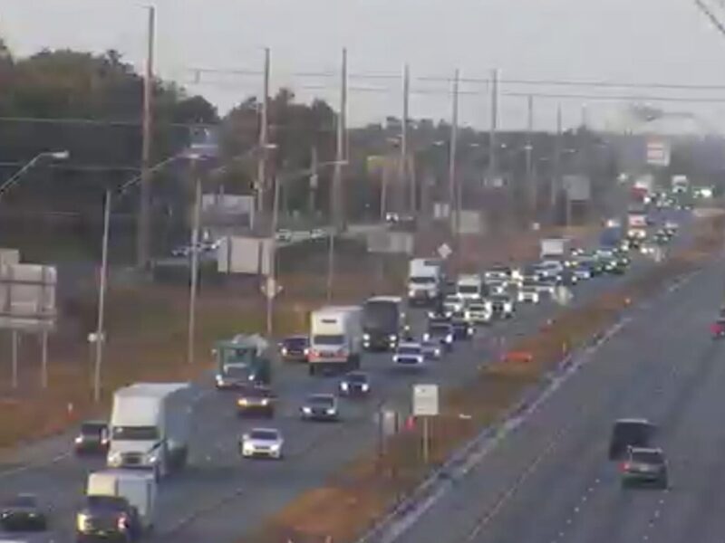 Cars backed up near mile marker 349 on I-75 south as of 5 p.m. on Saturday, December 14, 2024