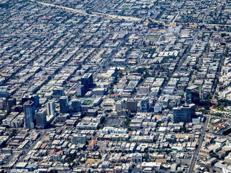 aerial views of los angeles from an air plane