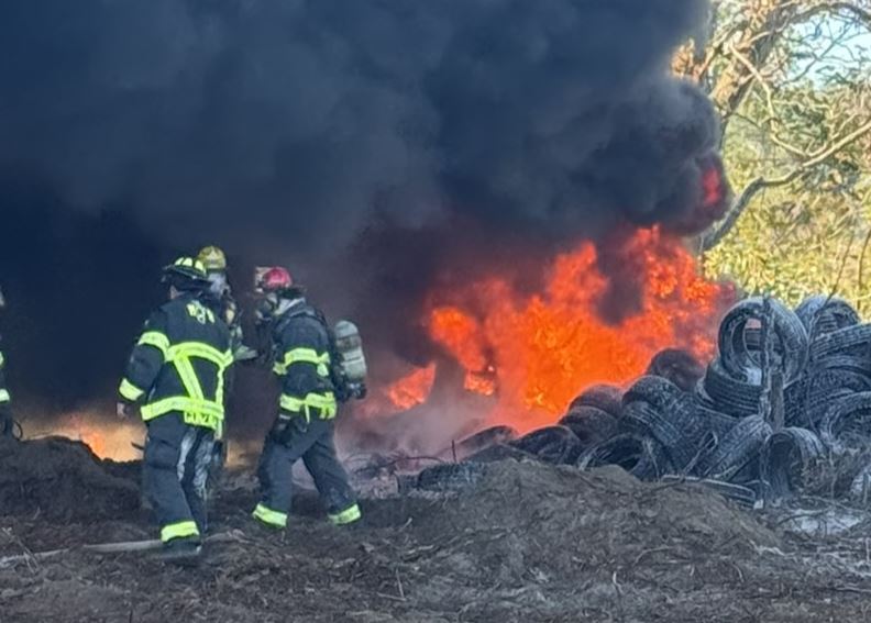 MCFR crews battling a blaze after flames escaped a burn pit in Citra on December 2, 2024. (Photo: Marion County Fire Rescue)