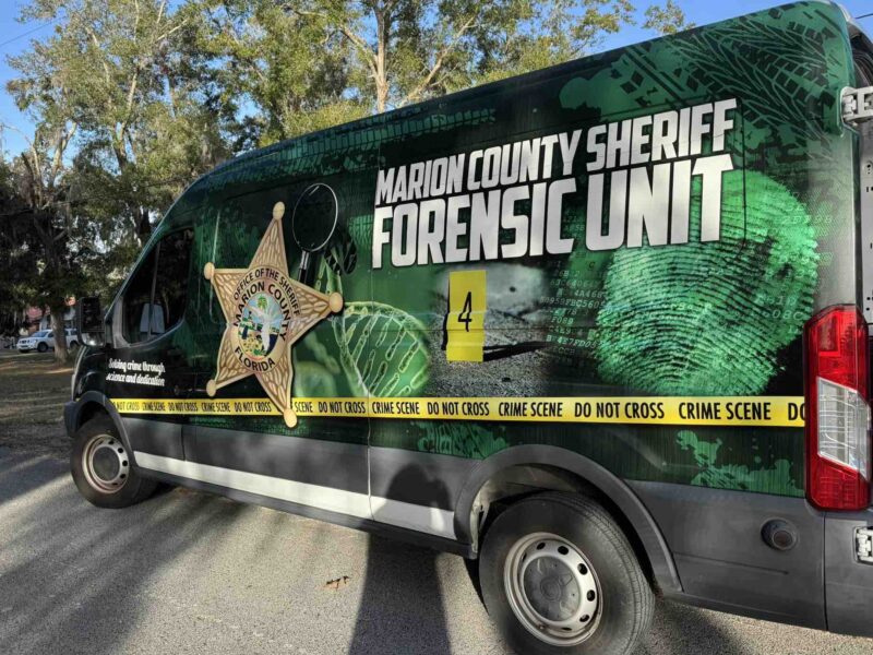 The Marion County Sheriff's Office Forensics Unit at the scene of a fatal shooting in Dunnellon on Saturday morning that claimed the life of a man.