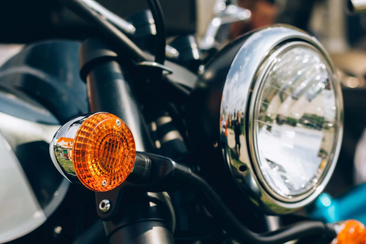 Motorcycle headlight close up