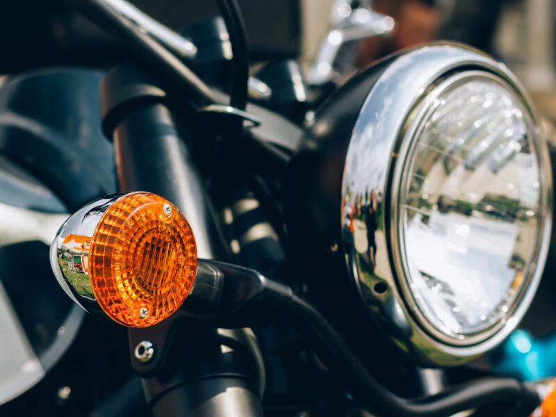 Motorcycle headlight close up