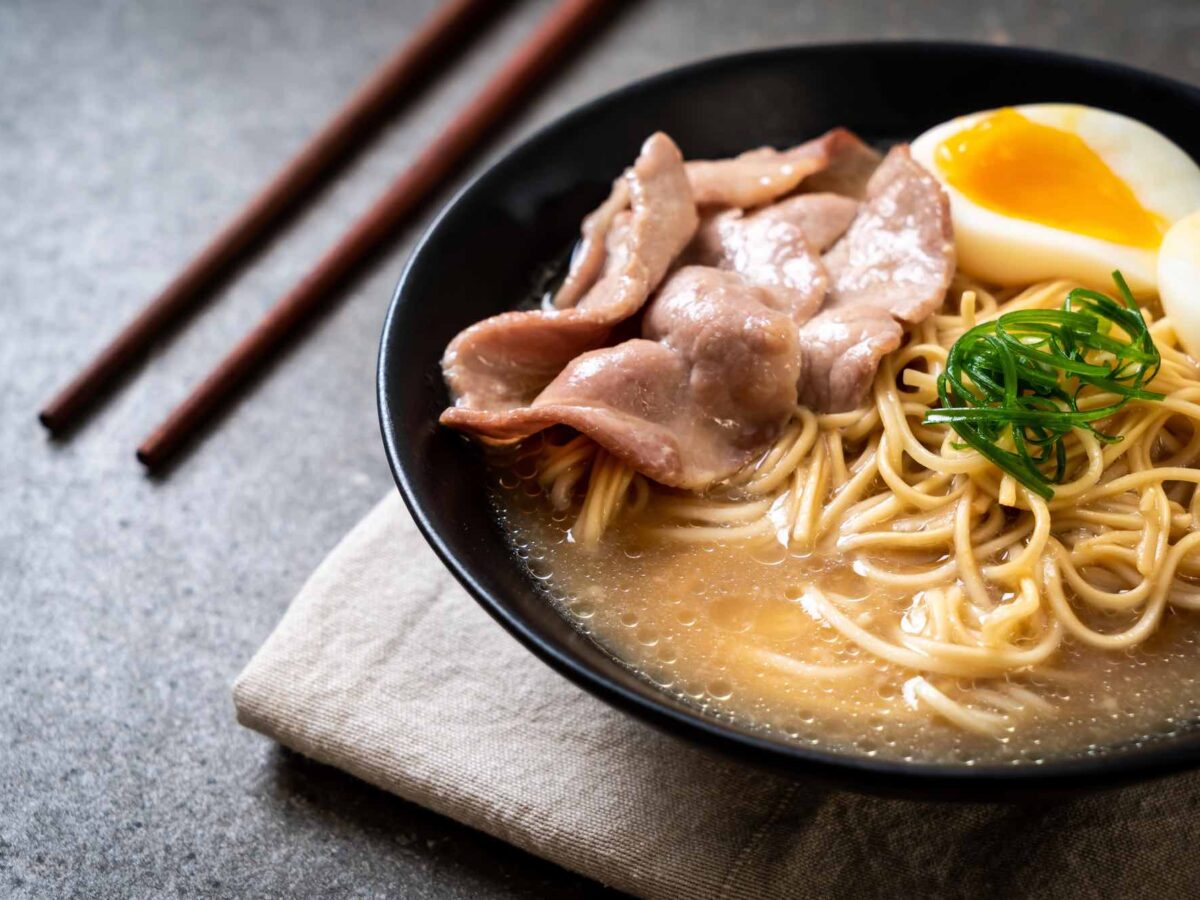 tonkotsu ramen noodles with pork and egg