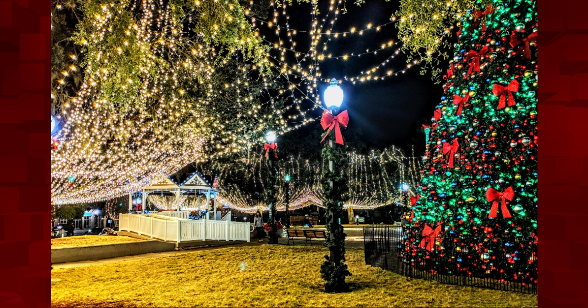 Holiday lights fill Old Courthouse Square in downtown Ocala Ocala